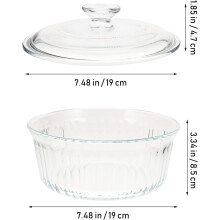Runde Glasauflaufform (6 l) mit Deckel, ofen- und herdgeeignet, zum Kochen von Brei und Backen