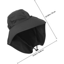 Women’S Black Wide Brim Sun Hat with Neck Protection, Foldable Outdoor Fishing Cap