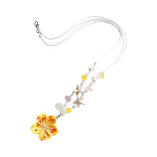 Stylish Plastic Flower Necklace With Beaded Detail-Yellow