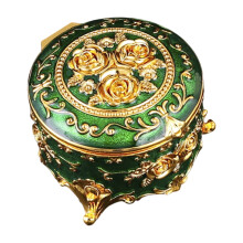 Elegante ronde emaille sieradendoos handgemaakte-goudgroen