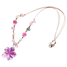 Colorful Flower Beaded Rope Necklace For Women And Girls-Purple