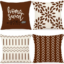 Housses de coussin en lin bordeaux 45 x 45 cm (18 x 18 po) - Lot de 4