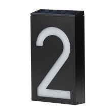 Plaque solaire LED pour numéro de maison, étanche, veilleuse 8 heures