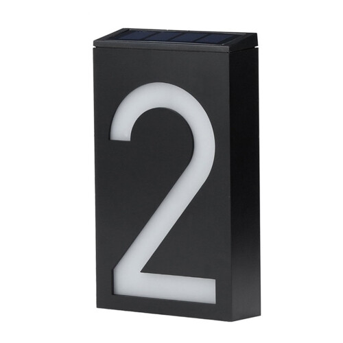 Plaque solaire LED pour numéro de maison, étanche, veilleuse 8 heures
