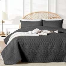 Schwarzes geometrisches Mikrofaser-Bettwäscheset, 3-teilig, Doppelbett/Queensize