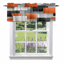 Orange and Gray Color Block Rod Pocket Valance 54x18 in