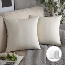 Phantoscope Velvet Throw Pillow 22x22 in Off White 2 Pack