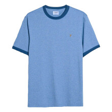 (S, Blue) Farah Mens Groves Ringer T-Shirt