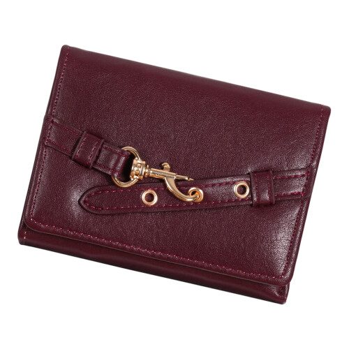 Modern Short Wallet Compact Organizer With Coin Pocket-Date red