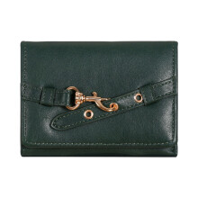 Practical Short Wallet For Women Lightweight PU Card-dark green