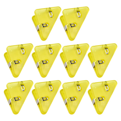 10Pcs 2x1.54Inch Plastic Triangle Clips For Holding-Yellow