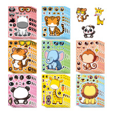 Pack Of 8 Set Cartoon Animal Puzzle Sticker 64 Sheets PVC