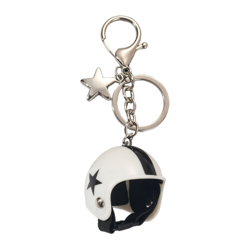 Unique Alloy Plastic Motorcycles Helmet Keyring Perfect-White