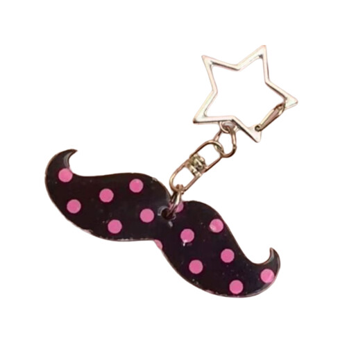 Porte-clés moustache élégant en acrylique, pour clés,-Noir