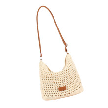 Cotton Woven Crossbody Bag Ethnic Design Shoulder Bag-Beige