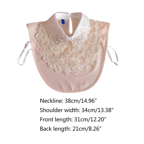 Finto colletto da donna coreana a strati con revers, pizzo floreale ondulato e patchwork staccabile 2