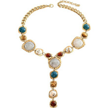 Classical Y Line Drop Necklace Alloy And Vibrant Resin-Gold