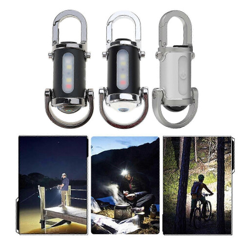Pocket Sized Keychain Light Work Light Keychain Rechargeable Flashlight Charm Keyring Practical Outdoor Camping Tool silver gray 1