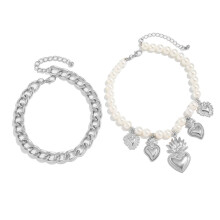 Elegant Alloy Pearls Heart Ankle Bracelet And Waist-silver