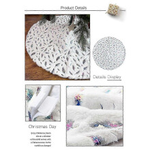 White Christmas Tree Skirt, 36 Inch Colorful Sequin Feather Tree Skirt, Christmas Plush Tree Mat compatible with Holiday Party Indoor Decoration