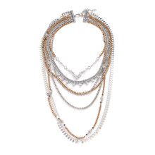 Collier cascade superposé fait à la main avec chaînes en strass,