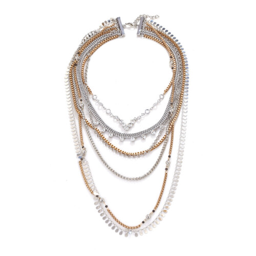 Collier cascade superposé fait à la main avec chaînes en strass,