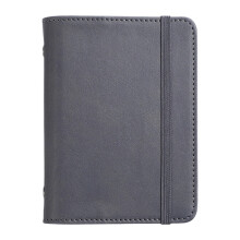 Pocket Leather Binder Notebook With Elastic Strap 5-Rings-grey