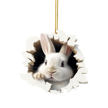 Hängande påskdekorationer med kanin i akryl, 2D