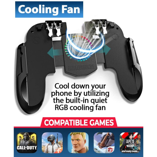 4-trigger USB mobiele gamecontroller met koelventilator en verstelbare standaard voor PUBG 1