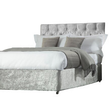 (Single, Silver) Belledorm Divan Crushed Velvet Base Wrap