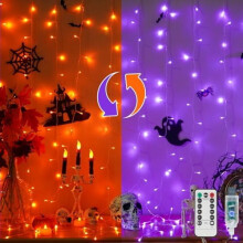 Cortina de luzes de fada com 150 LEDs, 1,98 x 1,52 m, alimentada por USB, branco quente.