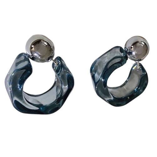 Boucles d'oreilles pendantes en résine transparentes,-Gris