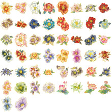 Autocollant Floral décoratif, 50 pièces, adhésif en PET, pour