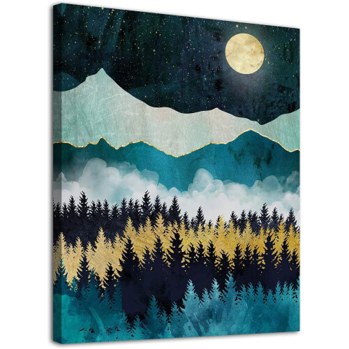 Toile abstraite de montagne nordique