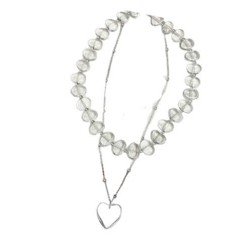 Collier élégant avec pendentif en forme de cœur-transparent