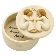 Scatola ricordo in resina "Amici per sempre" - Dipinta a mano, 7,6 cm x
