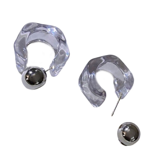 Boucles d'oreilles créoles en plastique transparent,-transparent