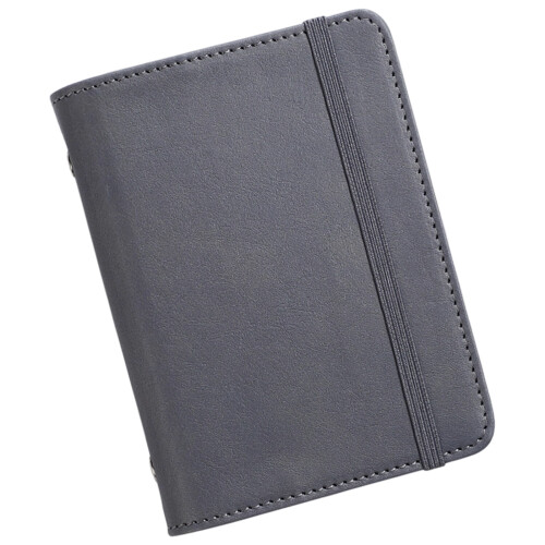 Carnet de notes en cuir PU, classeur à 5 anneaux, Journal-gris