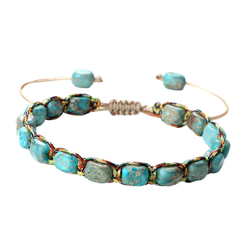 Bracelet élégant en perles de pierre naturelle,-Lac Bleu