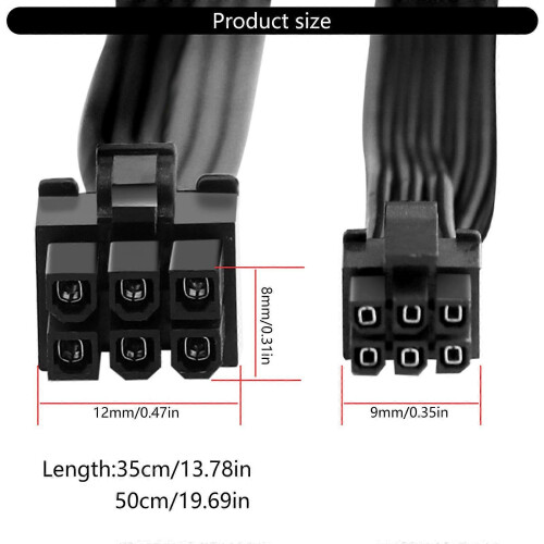 Mini 6Pin to PCIE 6PIN Graphics Video Card Power Adapter Extension Cable Replacement compatible with Desktop Computer Projector Multicolor 2