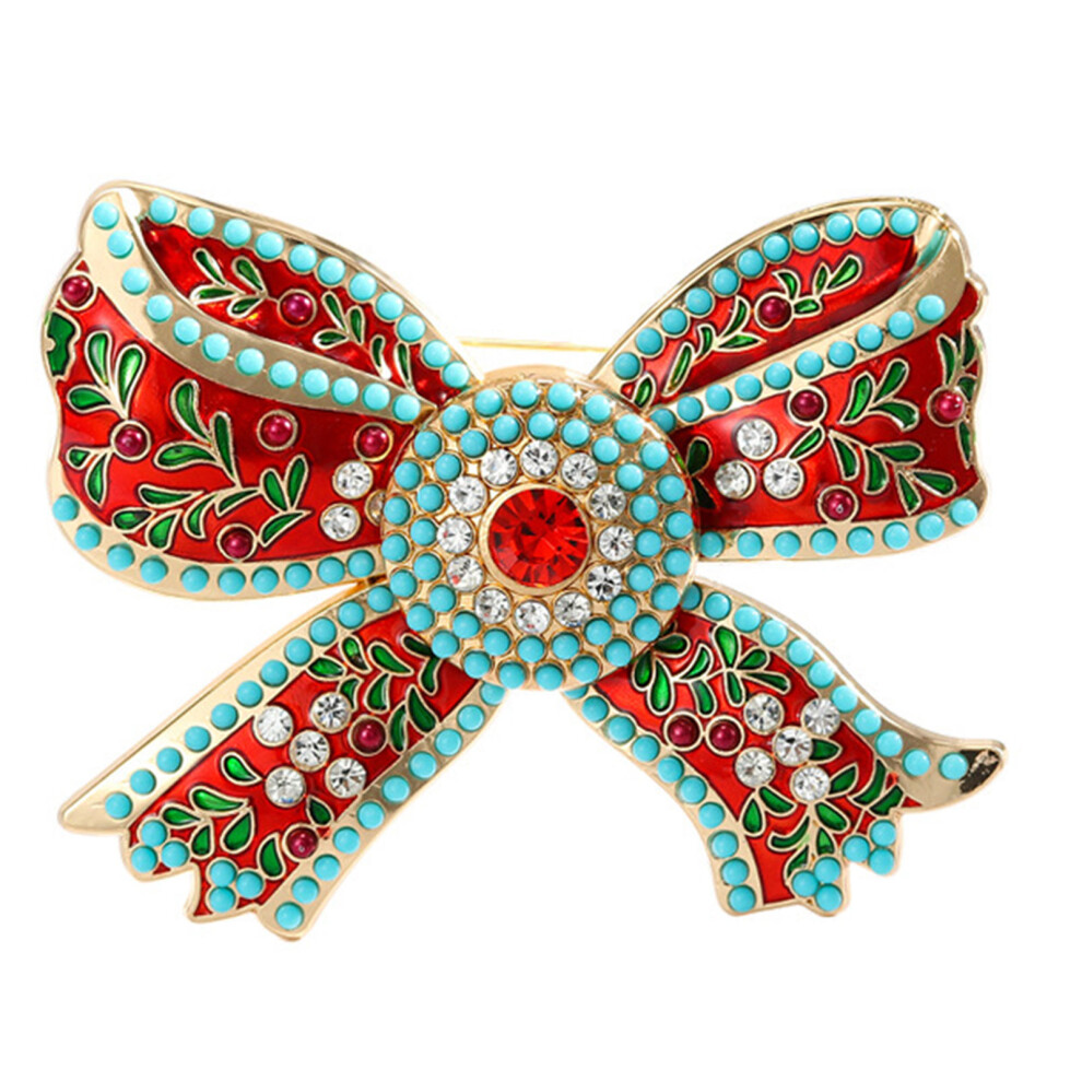 Classical Retro Bowknot Pin Brooch Alloy Rhinestones Dress