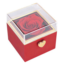 Stijlvolle topringdoos met prachtige bloemdetails-Rood