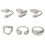 6 Pieces Modern Metallic Lavas Texture Rings Stackable-silver 1