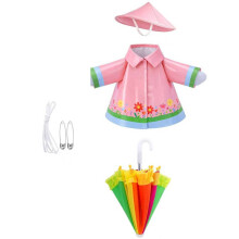 Spring Geese Costume Set With Floral Raincoat And Pink-Pink
