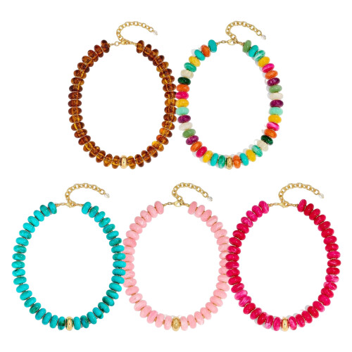 Collier artistique à brins de perles multicolores pour-brun 1