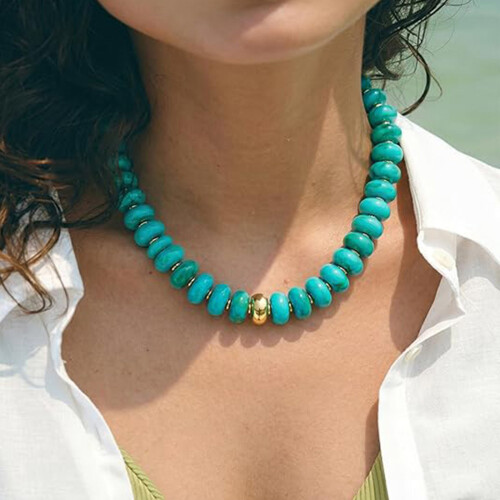 Rainbow Acrylic Bead Necklace Sturdy And Comfortable-color 2