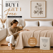(King Flat Sheet, Beige) Buy 1 Get 1 Free | 100% Egyptian Cotton Soft Flat Sheets in all Sizes UK