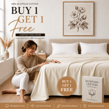 (Super King Flat Sheet, Cream) Buy 1 Get 1 Free | 100% Egyptian Cotton Soft Flat Sheets in all Sizes UK