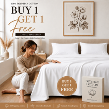 (Double Flat Sheet, White) Buy 1 Get 1 Free | 100% Egyptian Cotton Soft Flat Sheets in all Sizes UK