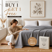 (King Flat Sheet, Grey) Buy 1 Get 1 Free | 100% Egyptian Cotton Soft Flat Sheets in all Sizes UK